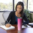 thumbnail image 4 of 20oz Pink Gradient Leopard Print Skinny Tumblers Stainless Steel Tumbler with Lid and Straw,Vacuum Insulated Double Wall Travel Tumbler Cups with Cleaning Brush for Coffee,Tea, 4 of 6