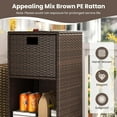 thumbnail image 6 of Rattan Outdoor Storage Cabinet, Patiojoy Outdoor Wicker Cabinet with 3 Shelves, 1 Removable Drawer, 4 Wheels, Patio Storage Deck Box Cart for Backyard Poolside Porch (Mix Brown), 6 of 9