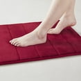 thumbnail image 4 of 15 Piece Bathroom Shower Curtain Set with Matching Memory Foam Bath Rugs. 2 Solid Burgundy Red Beige Color Modern Design None-Slip Bath Mats Includes12 Roller Ball Hooks Style Carrie (Burgundy), 4 of 5
