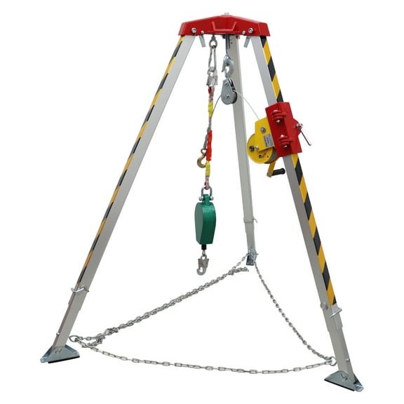Techtongda Aluminium Alloy Tripod Confined Space Tripod Kit for Emergency Rescue  1200LBS Winch with Anti-fall Devices