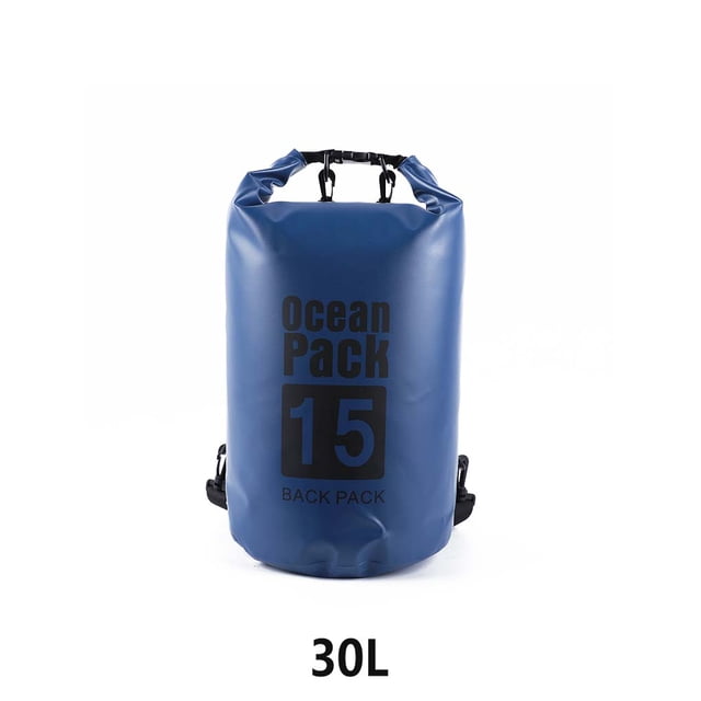 Waterproof Bags Multifunctional Outdoor Backpack Large-Capacity Equipment Foldable Kayak Rafting Bag Pool Beach Sports Dark Blue 30L Shoulders