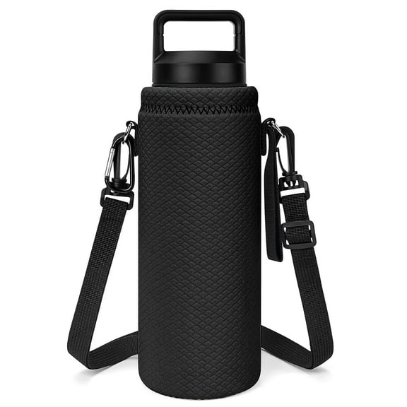 Linkidea Water Bottle Carrier with Strap Compatible with YETI Rambler Bottle 26oz/36oz, Waterbottle Sling Bag Holder with Shoulder Strap, Black
