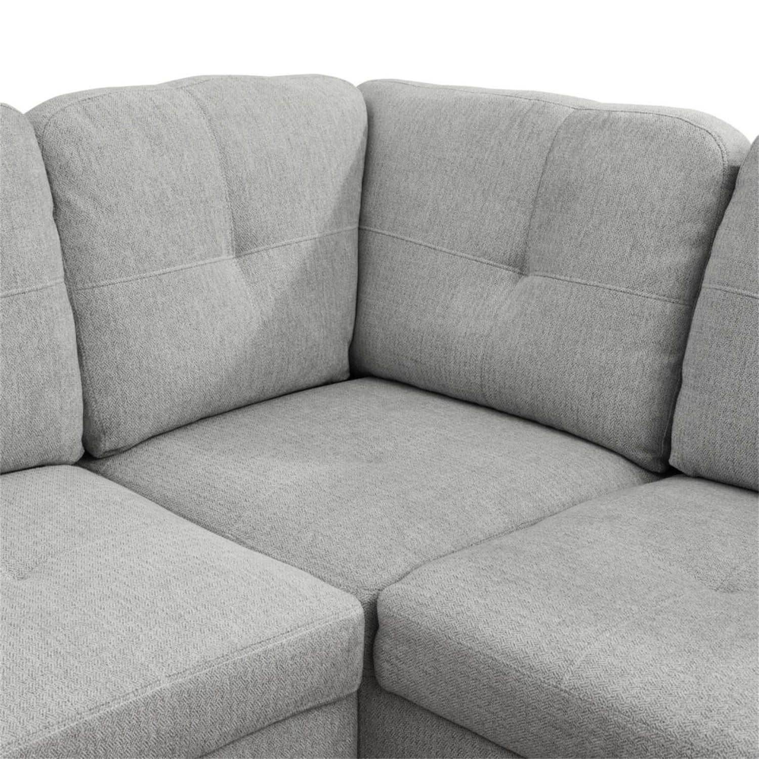 Hommoo Flannel Sectional Sofa, 4 Seat Living Room Furniture Sets, Modern L-Shaped Couches and Sofas Set for Home, Off-white(No Ottomans)