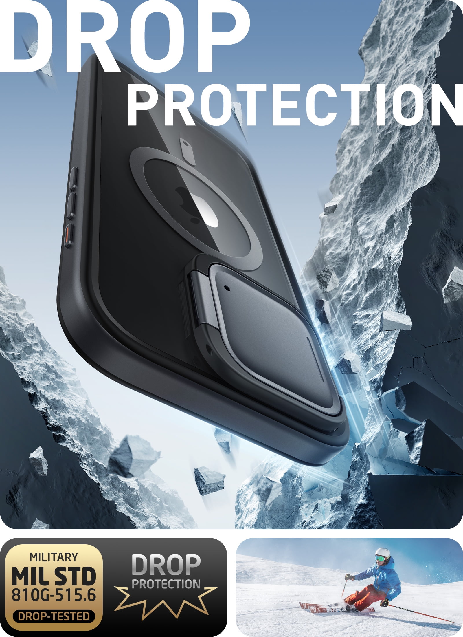 i-Blason Shield Mag for iPhone 15 Pro Max Case 6.7 inch with Camera Cover Stand, Compatible with MagSafe Clear Full-Body Shockproof Rugged Bumper Protective Case with Built-in Screen Protector (Black)