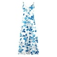 thumbnail image 3 of cocolona Womens Summer Sleeveless Floral Long Dress Spaghetti Strap V Neck Flowy Maxi Dress Fashion Casual Loose Beach Sundress, 3 of 5