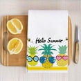 thumbnail image 4 of Hello Summer Kitchen Towels 2 Pcs Seasonal Yellow Pineapple Dish Towels Decorative Spring Hand Towels Cute Flowers Tea Towel for Home Spring Summer Fall Winter Housewarming Gift 18X28 Inch, 4 of 5