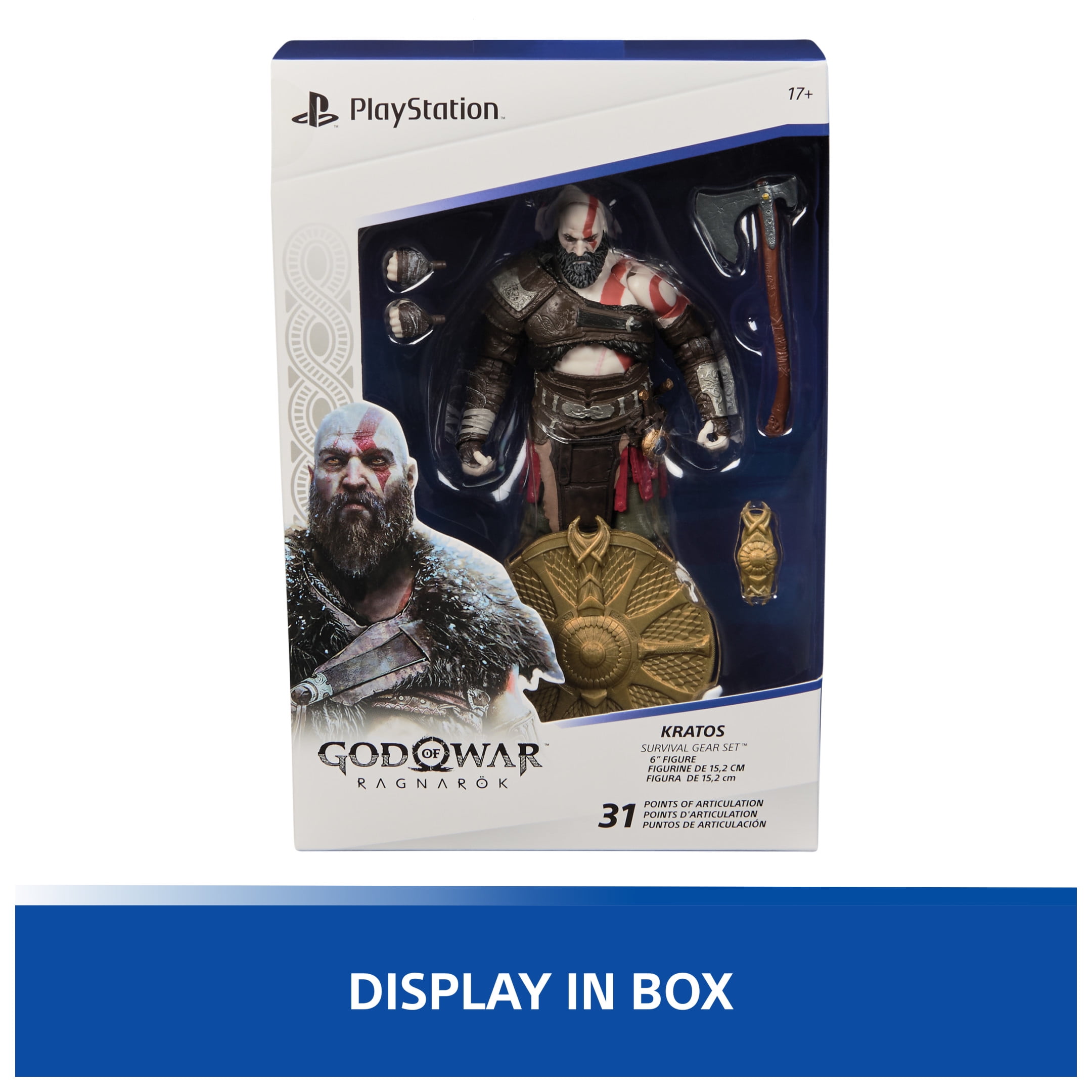 PlayStation God of War Ragnarök, 6” Kratos Action Figure with 5 Accessories, 17+