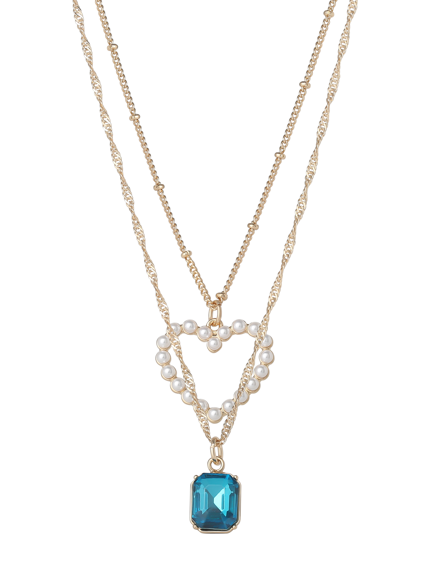 Celebrity Pink Women's Layered Heart Pendant Chain Necklace