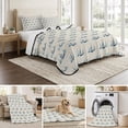 thumbnail image 6 of Quilts Twin Size Bedding Set, Nautical Sailboats Lightweight Quilted Comforter, Slate Blue Minimalist Beige Coastal Soft Reversible Bedspread Coverlet with Pillow Covers for All Season, 68" x 86", 6 of 9