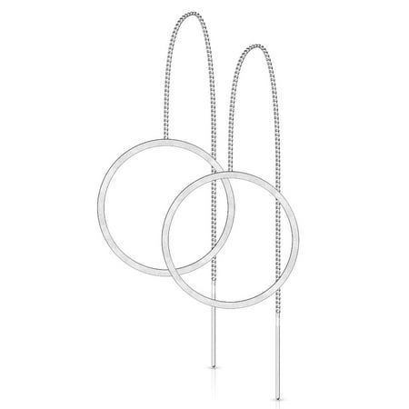 BodyJ4You Earrings Circle Chain Dangle Long Pendant Minimalistic Ear Steel Studs Women Girls Teens Jewelry