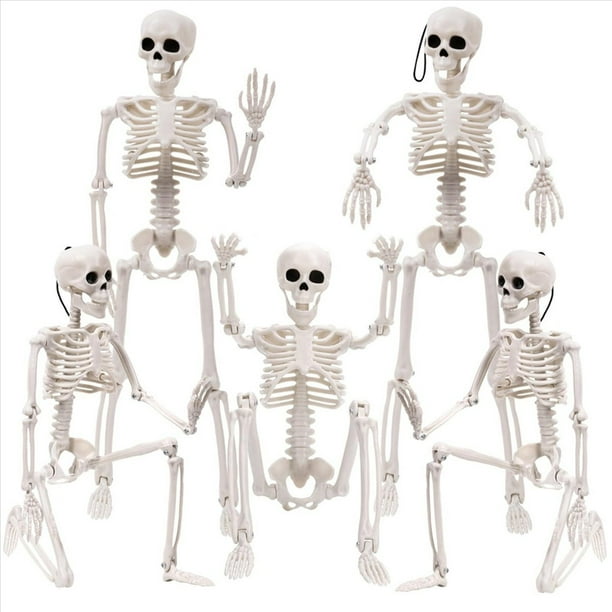 2X Decoraciones de Esqueletos de Halloween, Esqueleto de PláStico Articulado, Esqueleto de Cuerpo Completo con Articulaciones MóViles