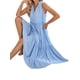 thumbnail image 5 of Lucakuins Mujer Verano A-line Midi Vestido Casual Color sólido Con cuello en V Volantes Sin mangas Suelto Vestido de playa de vacaciones Lucakuins  moda, 5 of 9