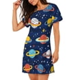 thumbnail image 2 of Easygdp Planets and Stars Camisón de manga corta para mujer, informal, estampado, 2 of 6