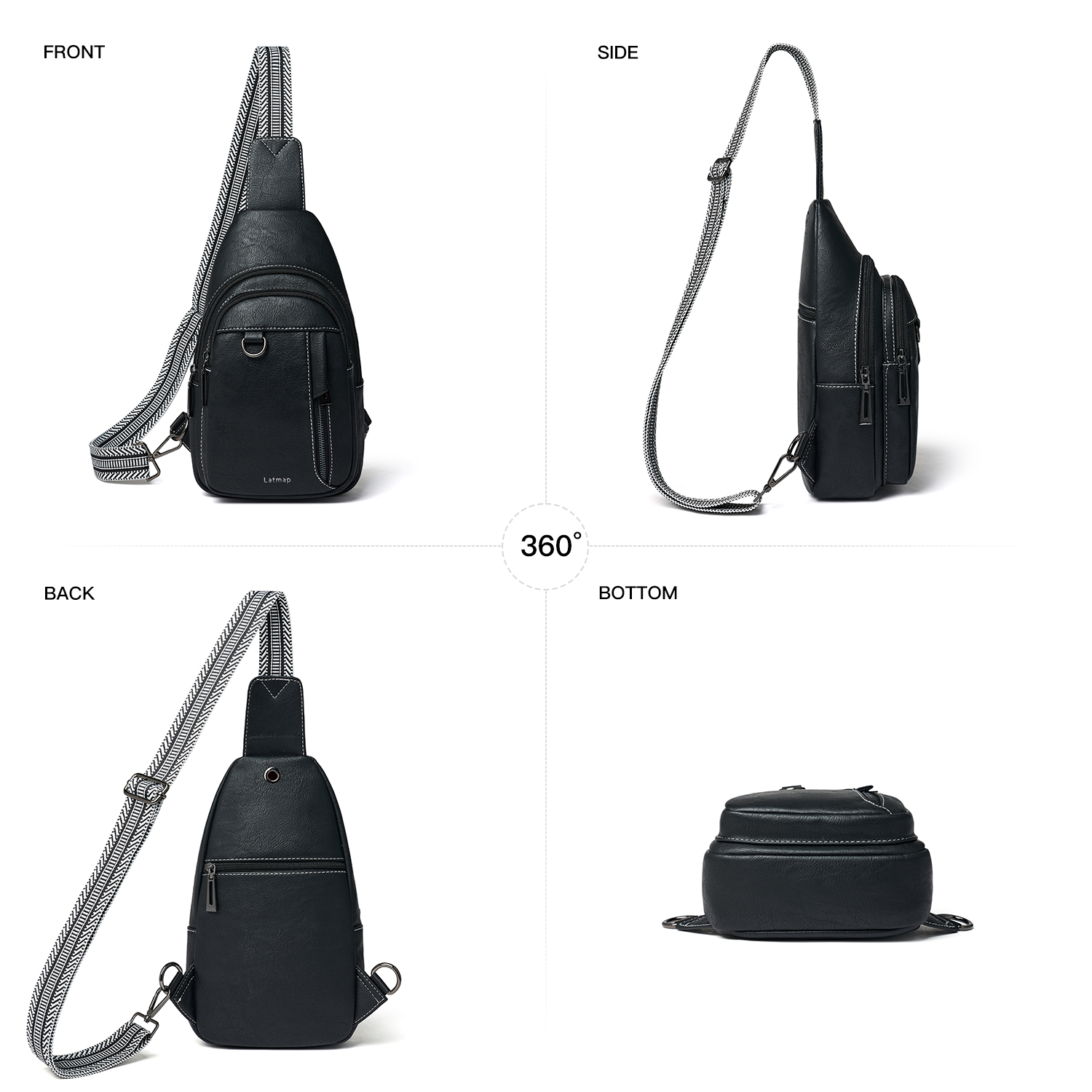 7L Sling Bag for Women & Men, Leather Anti-Theft Crossbody Backpack, Small Daypack Fanny Pack for Travel, Hiking, and Work