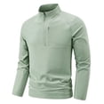 thumbnail image 4 of COSFO Men's Casual Shirts Athletic Green Quarter Zip Quick Dry Long Sleeve Mock Neck Tops Performance Pullover Breathable Slim Fit Men Classic T-Shirt, 4 of 4