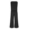 thumbnail image 5 of Dazajoo Women's 2 Piece Outfits Casual Square Neck Cotton Linen Tank Crop Top Wide Leg Pants 2024 Summer Dressy Trendy Baggy Solid Color Lounge Set Tracksuit for Women,Black,XL, 5 of 8