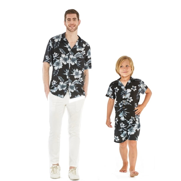 matching hawaiian shorts and shirt