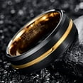 thumbnail image 5 of NUNCAD Tungsten Ring for Men Women 8mm Black/Blue/Gold/Rose Gold/Silver Groove Wedding Bands Beveled Edges Engraved Size, 5 of 5
