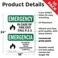 thumbnail image 2 of In Case Of Fire Exit Call 9 OSHA Emergency Rigid Plastic Sign 24 Inch x 18 Inch - 10 Pack, 2 of 8