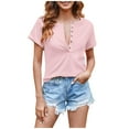 thumbnail image 3 of Oversized Tshirts for Women,Women Deep V Neck Low Cut Tops Casual Ribbed Knit T Shirts Summer Short Sleeve Tees,Tee Shirts Womens(Size:M), 3 of 8