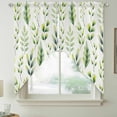 thumbnail image 2 of Sage Green Leaves Swag Valances for Windows, Kitchen Curtains 36 Inch Length 2 Panels Set, Summer Botanical Farmhouse Leaf Watercolor Short Curtains for Small Windows Rod Pocket Cafe Curtains 28"x36", 2 of 8
