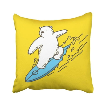 Bpbop White Animal Bear Polar Surf Ocean Sea Yellow Arctic Baby Cartoon Cartoon Animals Child Pillowcase Cover 16x16 Inch Walmart Com Walmart Com