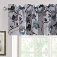 thumbnail image 1 of Cortina con cenefa H.VERSAILTEX Blackout, 52 x 46 cm, diseño floral, gris y verde azulado, 1 of 8