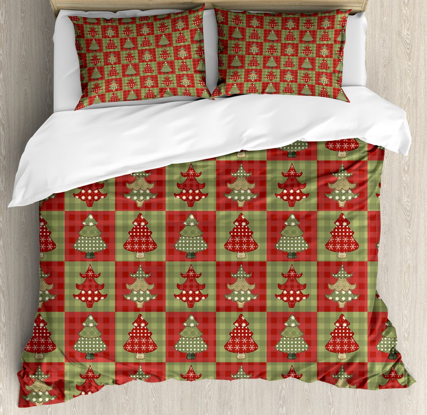 Christmas Duvet Cover Set Different Styled Noel Trees On