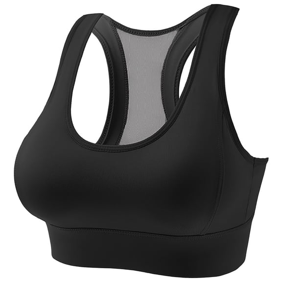 iHPH7 Sports Bra for Women Push Up Medium Support Workout Crop Tops Racerback Padded Yoga Bra Athletic Activewear for Gym Running Fitness Seamless Comfort Bralette Black L