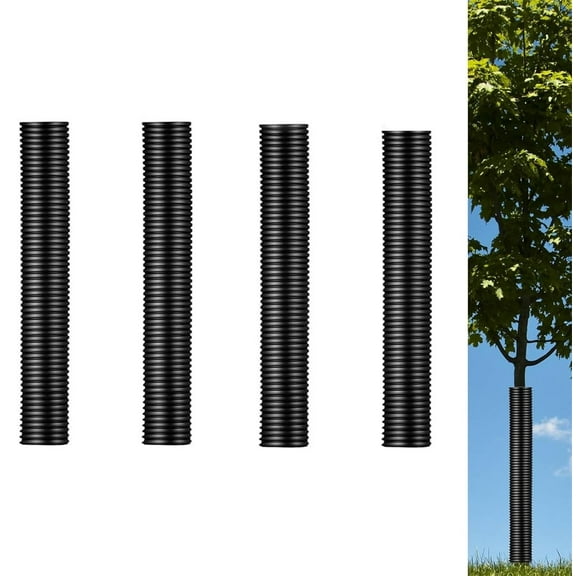 Duslogis 4 Pcs Corrugated Tree Guards Saplings Tree Trunk Protectors from Deer Tree Tubes Guard Tube Wraps to Protect Bark, Sapling from Rodents, Mowers, Animals(15.7 x 2",Black)