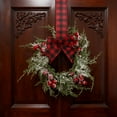thumbnail image 7 of 11.8 Inch Small Christmas Wreath, Mini Wreaths with Snow Flocked Red Berry Bow for Door Kitchen Cabinets Window Fireplaces, Vintage Farmhouse Christmas Decor -1Pcs, 7 of 7