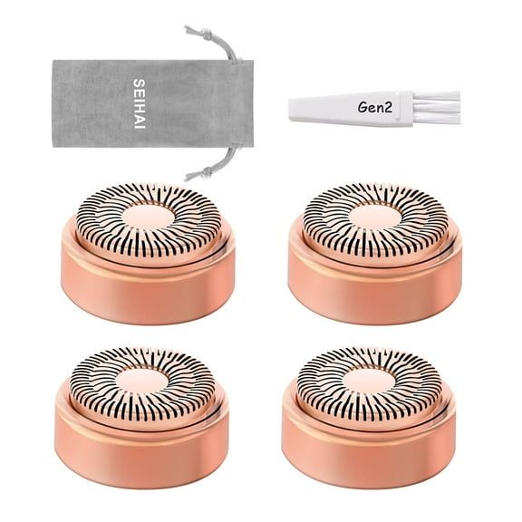 Gen 2 Replacement Heads for Flawless Hair Remover, Replacement Blades for Finishing Touch Facial Hair Removal for Women, Painless Razor Head for Face with SEIHAI Flannel Bag 4PCS