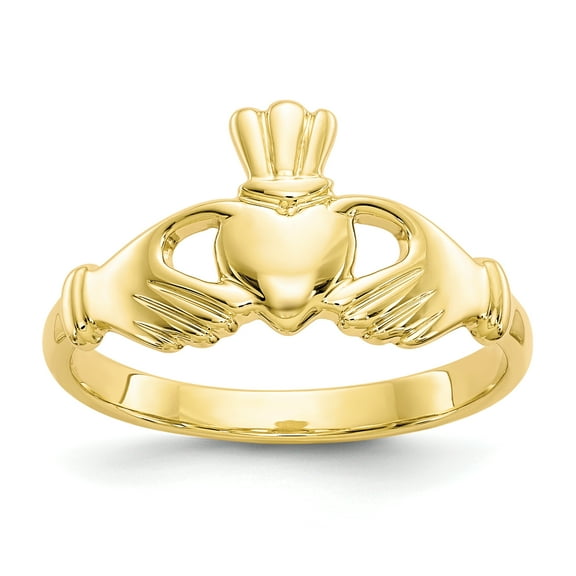 Primal Gold 10 Karat Yellow Gold Polished 2mm Themed Claddagh Ring