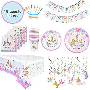 Tableware Napkins Plates Banner Decorations RAINBOW Happy Birthday Party Bags