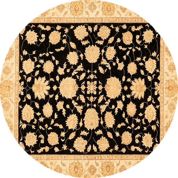 Ahgly Company Indoor Round Oriental Orange Traditional Area Rugs, 7' Round