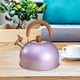thumbnail image 4 of Tetera de 3 litros con silbato para estufa con mango de madera, tetera única y elegante para té Violeta, 4 of 6