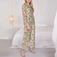 thumbnail image 3 of Balery Falling Pumpkins On Car Conjunto de Pijama con Estampado para Mujer, Conjunto de Dos Piezas con Manga Larga, Ropa de Dormir Suave con Bolsillos, Pijamas Cómodos-Large, 3 of 7
