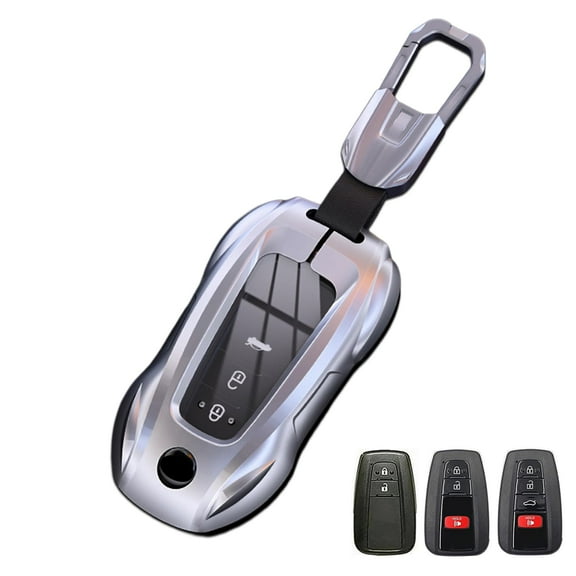 Zinc Alloy Key Fob Cover Case, Keychain, Metal Key Shell Accessories Compatible for Toyota Highlander 2018-2024 RAV4 Camry C-HR Corolla Avalon Prius GT86