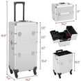 thumbnail image 3 of Yaheetech 3 in 1 Professional Aluminum Rolling Makeup Trolley Artist Train Case Cosmetic Organizer Makeup Case(4 wheeler accessories), 3 of 9