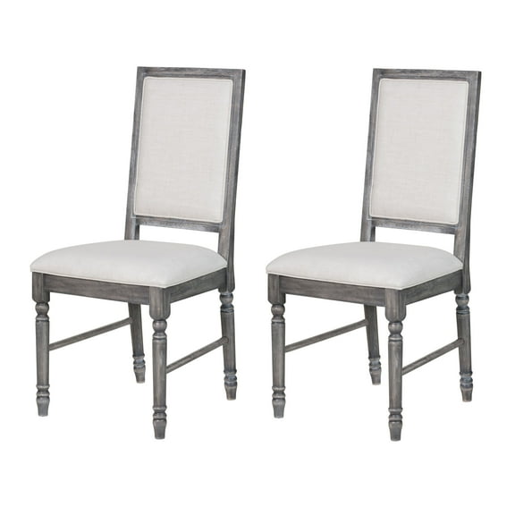 Dining Chairs Cream and Weathered Grey Open Back Side Chairs (Set of 2),Wooden Dining Chairs