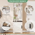 thumbnail image 2 of Farmhouse Hall Tree, 4-in-1 Coat Rack with Shoe Storage Bench, Entryway Coat Rack with 5 Hooks, 2 Cubbies & 1 Barn Door Cabinet for Entryway, 2 of 8