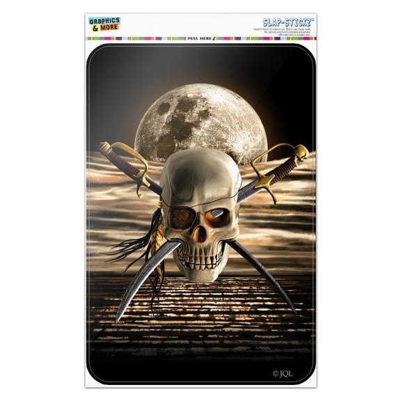 Pirate Skull Crossed Swords Cutlasses Ocean Moon Home Business Office Sign