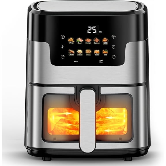 10-in-1 Digital Air Fryer, 7.5 QT Oilless Hot Air Fryer Oven with LED Touch Screen, 10 Cooking Presets, Dishwasher Safe Basket