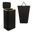 thumbnail image 2 of Cesta de Almacenamiento Soledad Ropa sucia Plegable Independiente con Mango Hueco Negro, 2 of 9