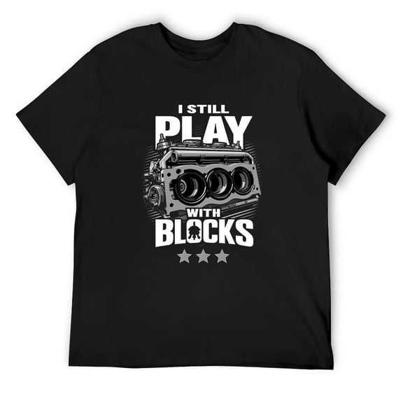 [100% Cotton]I STILL PLAY WITH BLOCKS Men's Fashionable Printed Loose Short Sleeve T-Shirt | Exquisite Design | Summer  | Easy To Pair, Showcases Your Style