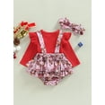 thumbnail image 4 of Arvbitana Baby Girls Christmas Romper Long Sleeve O Neck Knitted Ruffle Tops Patchwork Cartoon Print Bodysuit + Headband Spring Autumn New Year Jumpsuit for Infant 2Pcs 0-18M, 4 of 9
