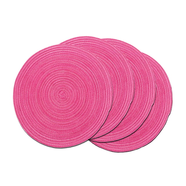 Set de 4 manteles individuales redondos de algodón trenzado de 38 cm, color rosa intenso, de la marca SHACOS