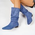 thumbnail image 4 of Willtoo Women's Faux Suede Mid Calf Boots, Slouchy Ruched Flat Boots with Pointed Toe, Comfortable Pull-On Low Heel Casual Shoes, 4 of 4