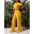 thumbnail image 2 of AURA Womens Plus Size Two Piece Outfit Wrinkled Strap Top and Pants Set Casual Summer Bigsize Matching Set, 2 of 5