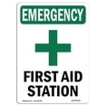 thumbnail image 1 of SignMission OS-EM-A-1218-V-10497 12 x 18 in. OSHA Emergency Sign - First Aid Station with Symbol, 1 of 1